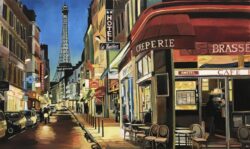 Paris Café with Eiffel Tower France Limited Edition Print