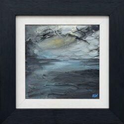 Miniature Textured Abstract Art Unique Original Painting using Blues & Blacks