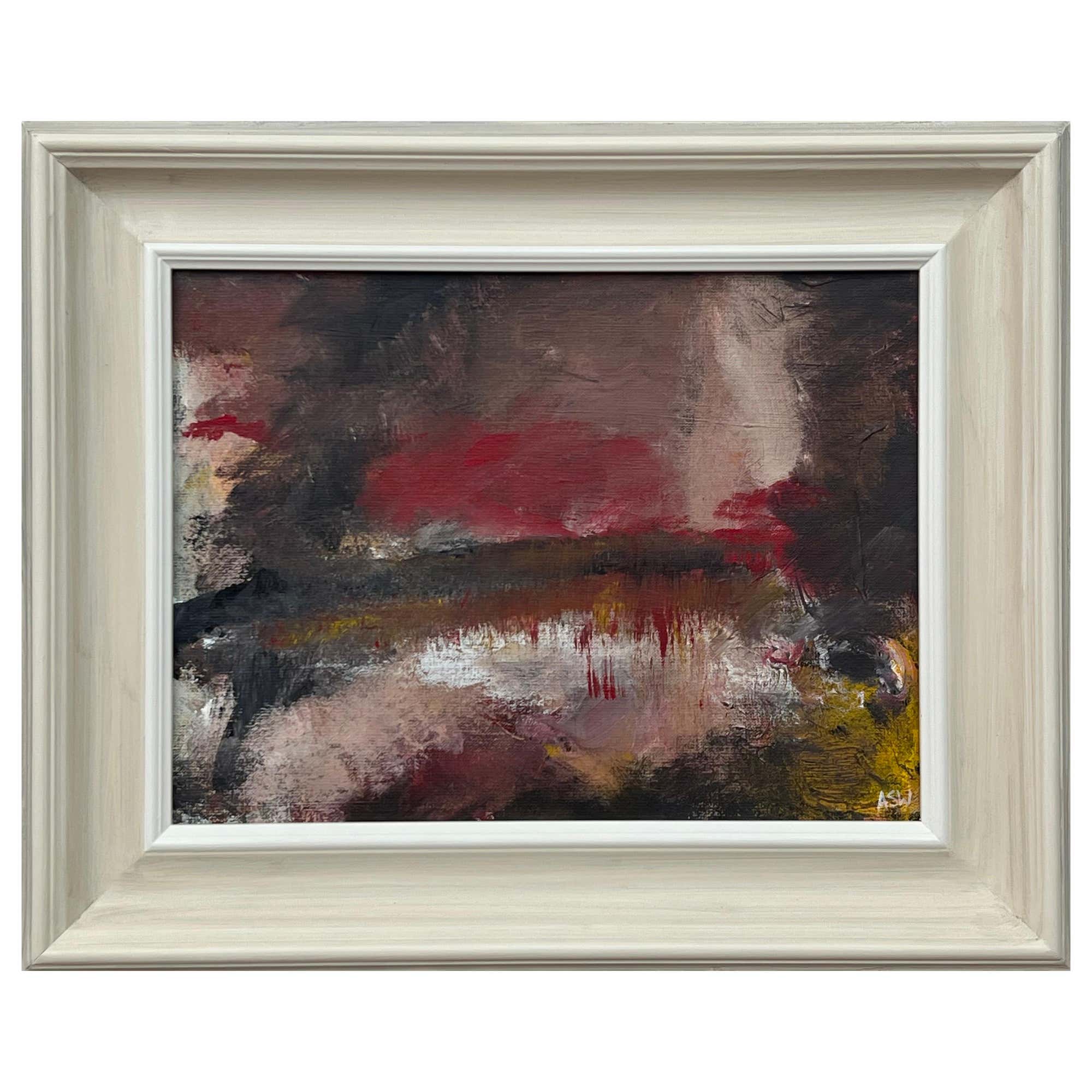 Dark Red & Black Expressive Abstract Painting
