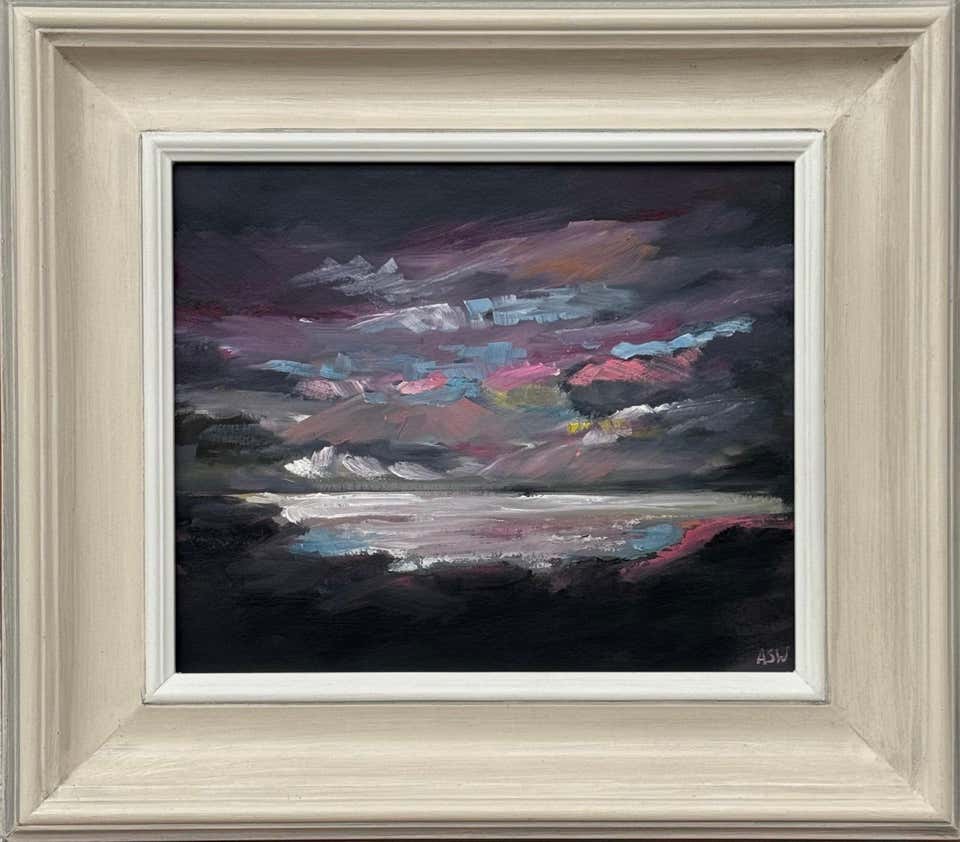 Blue, Pink & Black Moody Abstract Landscape