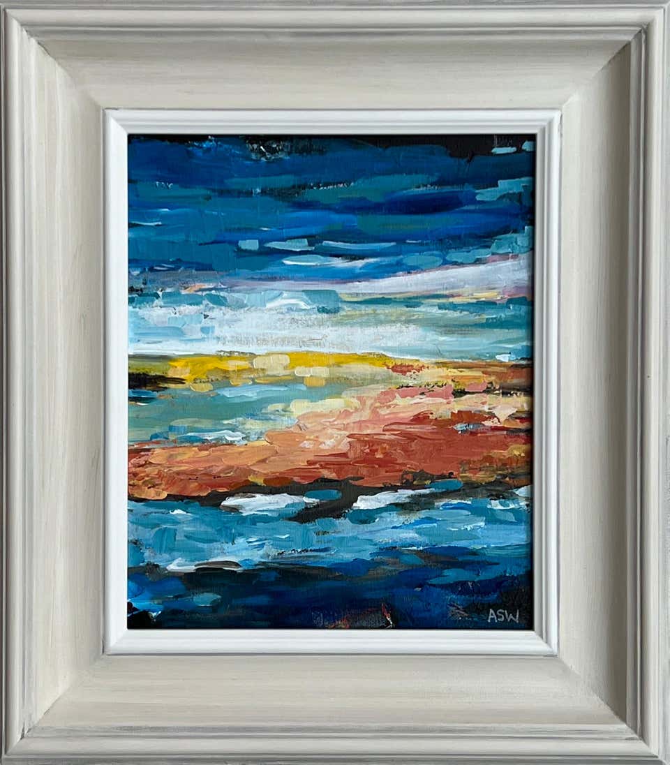 Blue & Yellow Abstract Impressionist Seascape Landscape