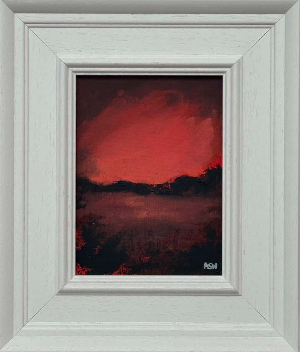 Crimson Shadow - Miniature Abstract Landscape Art