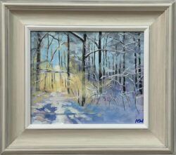 Impressionistic Winter Snow Landscape Painting of Forest in Zurich Switzerland
