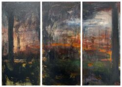 Triptych Abstract Forest Trees Landscape Painting